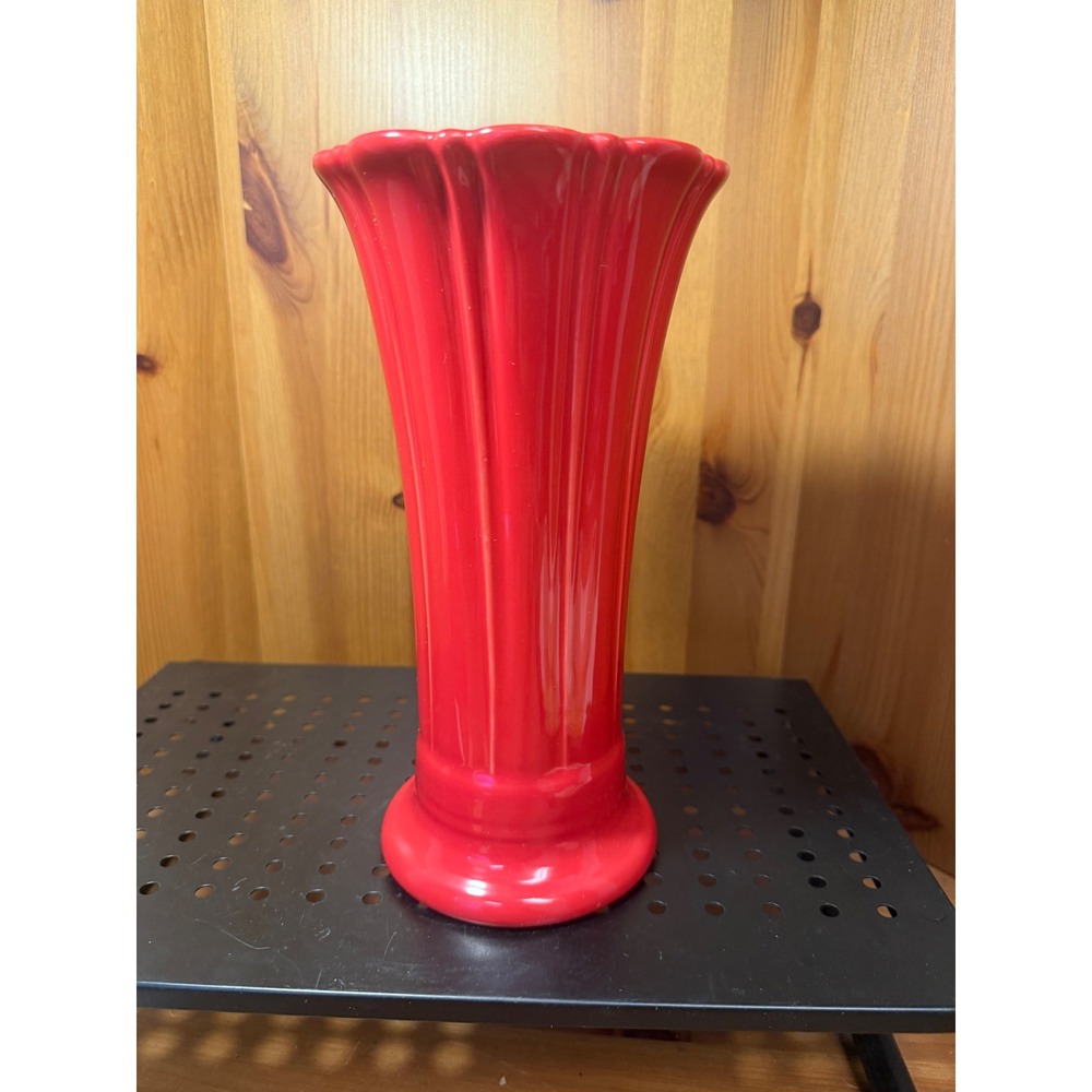 Fiesta Scarlet Red Fluted Medium Vase 9" 491326 Made in USA